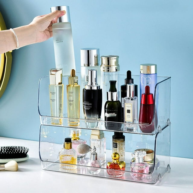 2Pcs Plastic Makeup Organizer Multi-Use Organizer Bins For Makeup Storage Supplies
