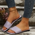 thumbnail image 5 of Purcolt Women's Flat Sandals Trendy Dressy Square Open Toe Faux PU Leather Slip On Slide Sandals Comfortable Cushi Oned Footbed Slippers, 5 of 9