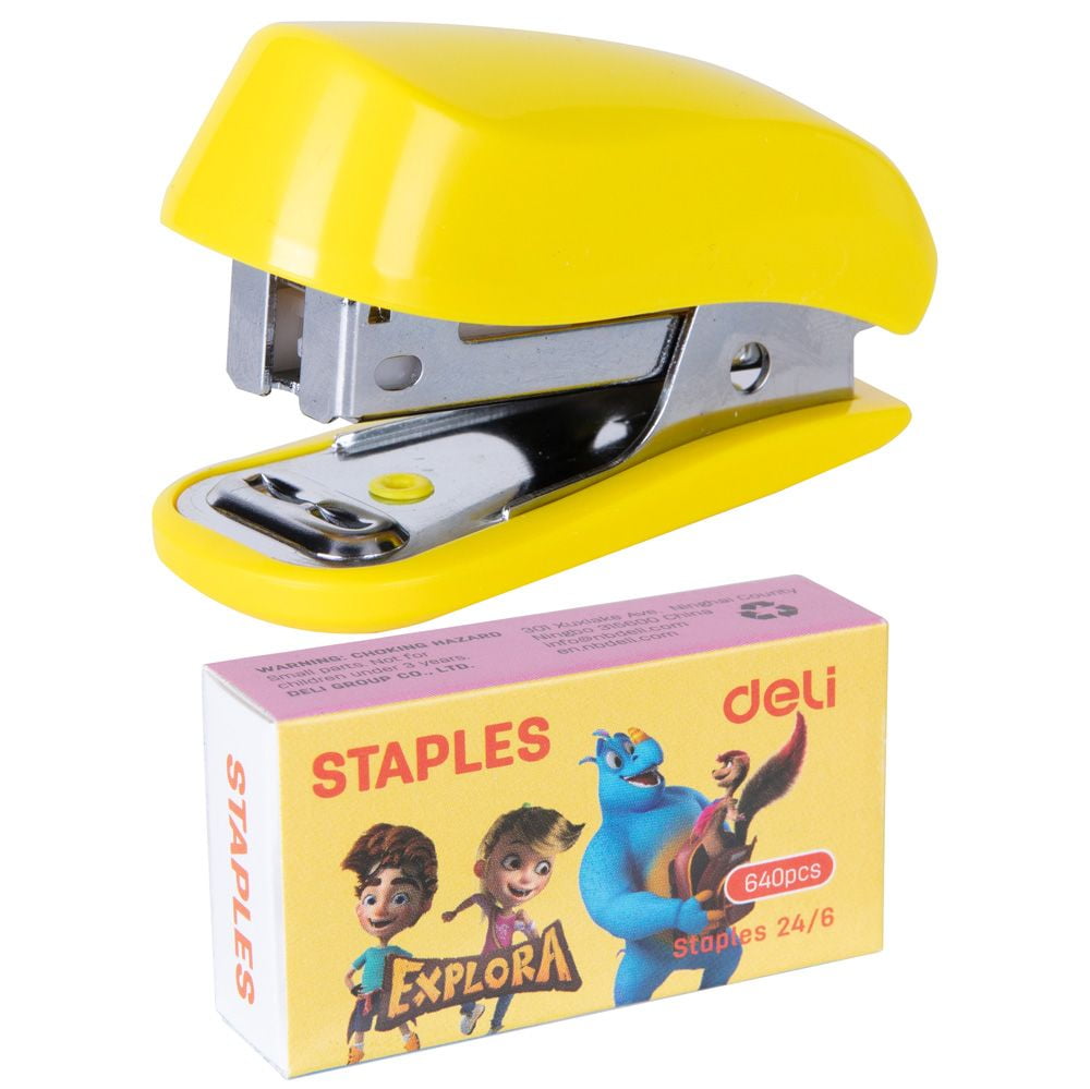DELI Mini Stapler with Staples Small Staplers Set Cute Stapler for Kid