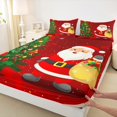 thumbnail image 3 of jejeloiu Santa Claus Twin Sheet Sets,Marry Christmas Tree Twin Fitted Sheet,Happy New Year Gifts Flat Sheet For Kids,Super Cozy Room Decoration,3pcs, 3 of 7