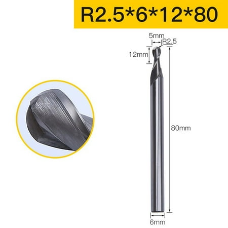 

6mm shank Ball End Mill 2 Flute Carbide CNC Milling Router Bit Cutter Tools