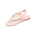 thumbnail image 4 of Xucatan Women's Rhinestone Thong Sandals, Crystal Flower Toe Post Footwear, Adjustable Slingback Flat Heels, Plus Size Casual Beach Shoes Gift, 4 of 9