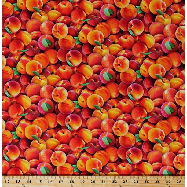 Cotton Peaches Harvest Fruits Allover Food Festival Summer Cotton