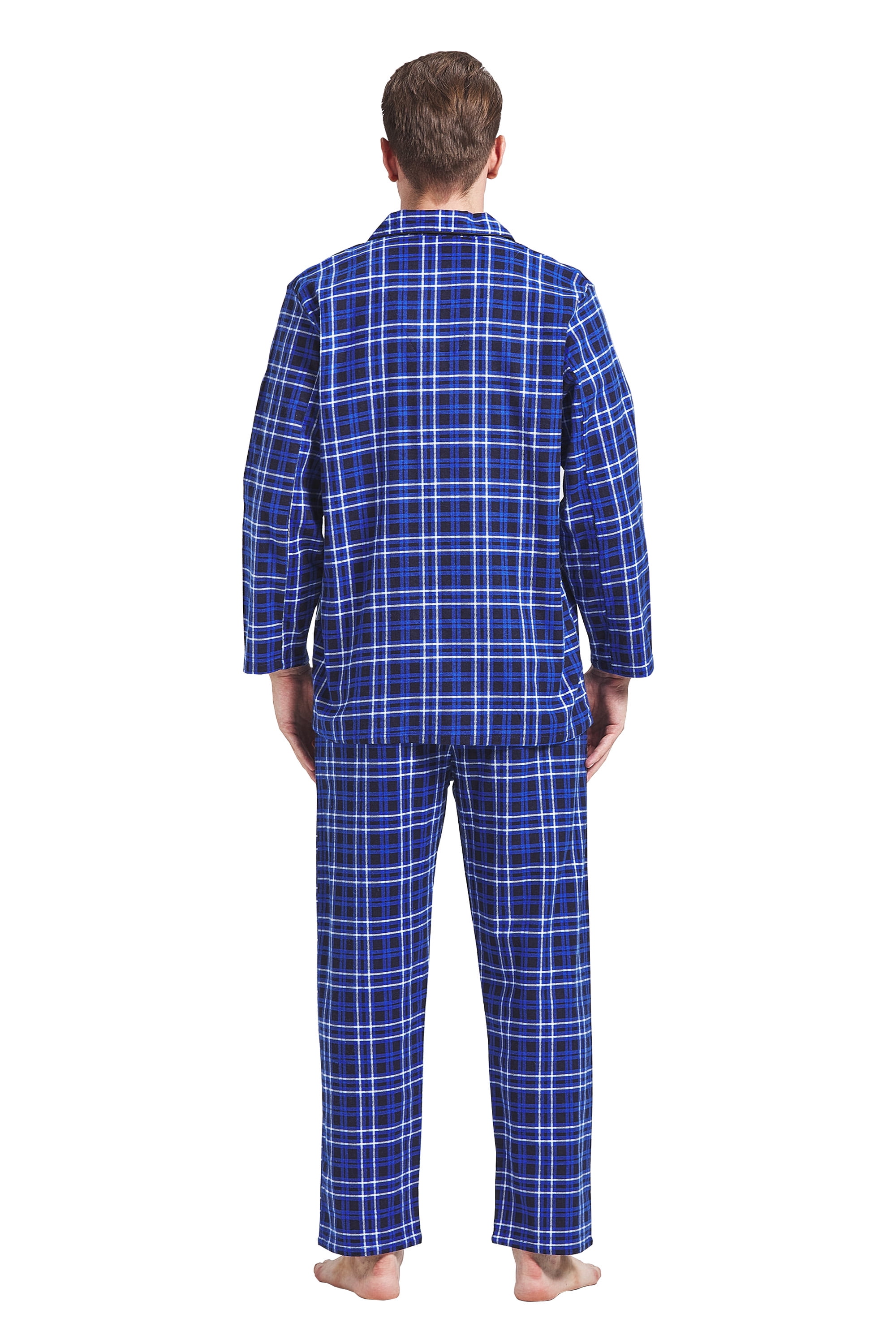 【激安大特価!】 GLOBAL Men's Pajamas Sets 100% Cotton Flannel Sleepwear Long Clothing
