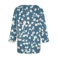 thumbnail image 3 of WTOBBY Women's Retro Botanical Print Top V-Neck 3/4 Sleeve Tunic Relaxed Fit Blouse with Lightweight Chiffon Fabric Comfort,Blue L, 3 of 4