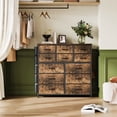 thumbnail image 4 of CazToi Cómoda de 12 cajones para dormitorio, cómoda alta de tela con superficie de madera y estructura metálica, torre organizadora de almacenamiento, 4 of 8