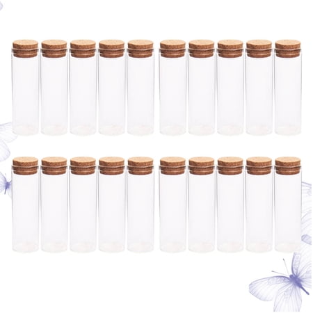 WORGEOUS Set of 20 Mini Clear Glass Cork Bottles 30x120mm for Tea Storage Home Decor Party Favors and Craft Projects