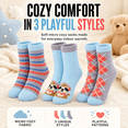 thumbnail image 3 of Girls Micro Cozy Character Socks, 3 Pack, Soft Plush Whimsical Pattern Socks, BLUE, M/L, 3 of 8