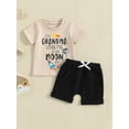 thumbnail image 2 of FEORJGP Kids Toddler Boys Summer Outfits 0 6M 12M 18M 2T 3T Infant Baby Short Sleeve T-Shirts Letter Rocket Print Tops Elastic Waist Shorts Little Boyomfy 2Pcs Clothes Set for Daily Vacation, 2 of 7