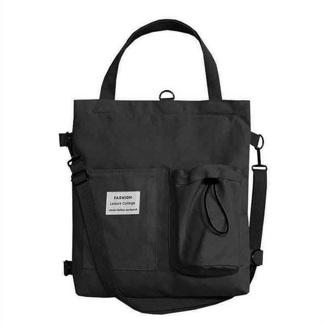 Women Crossbody Bag Shoulder Adjustable Strap Casual Large Capacity Ladies Messenger Purse Solid Color Zipper Closure Backpack Black