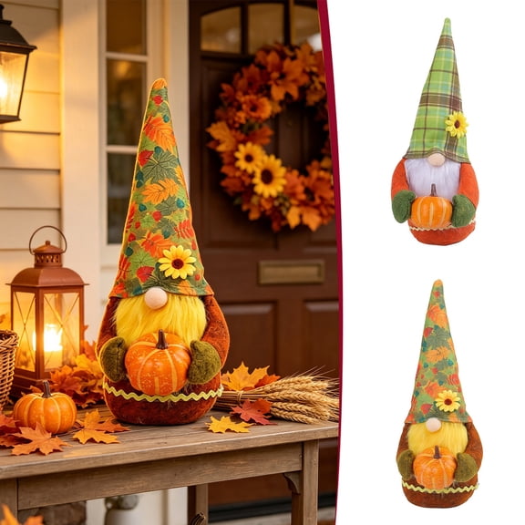 PYURTEP Fall Gnomes, Handmade Plush Gnomes Decorations, Thanksgiving Halloween Tabletop Ornament for Desktop Shelf Mantel Indoor Festive Home Decor