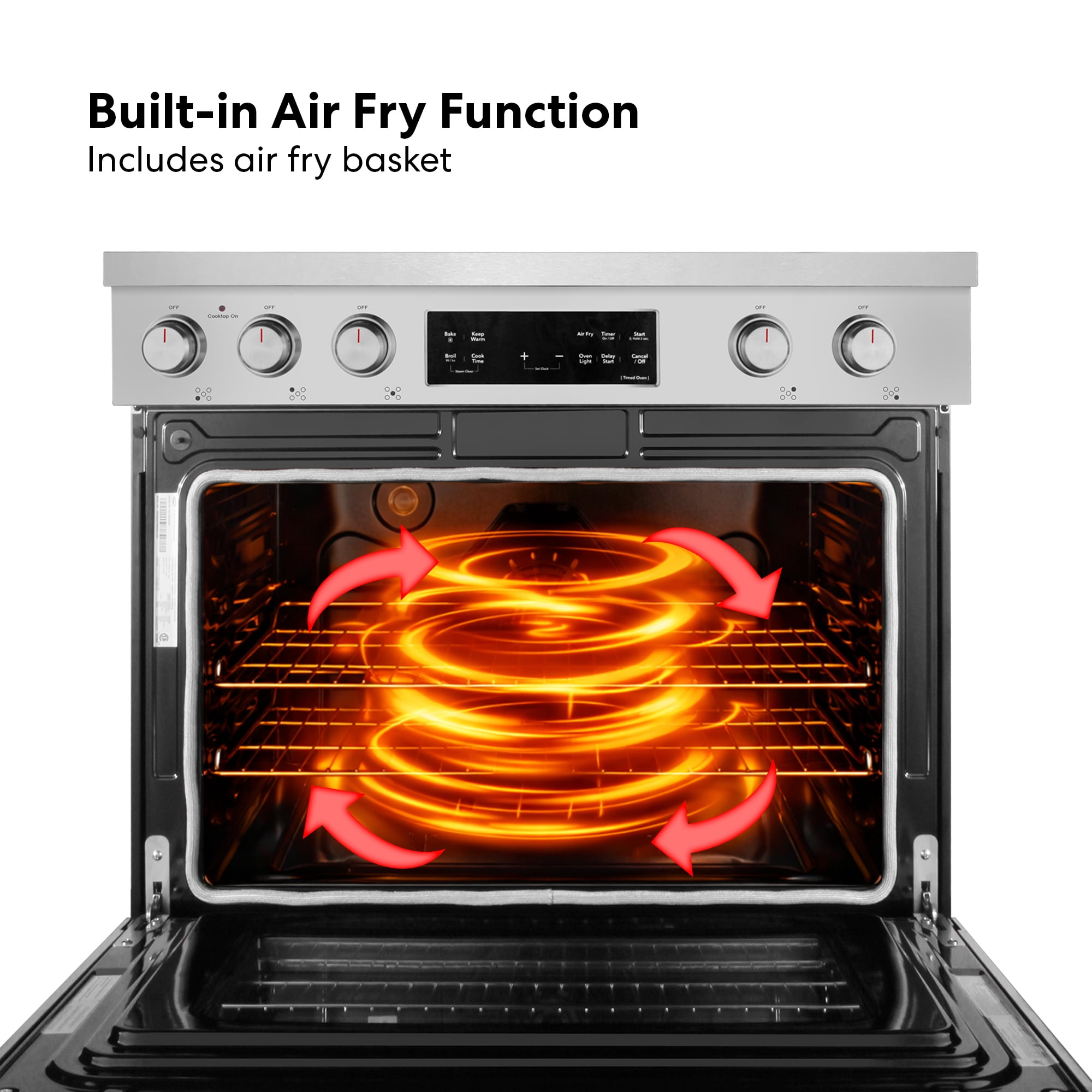 Cosmo 36 in. Stellar Collection 6.1 cu. ft. Electric Range, 5 Burner Ceramic Glass Cooktop, Convection Oven, Stainless Steel