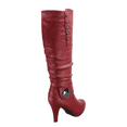 thumbnail image 3 of Women's Heeled Knee High Platform Side Zip Buckle Casual Dress Fashion Boots Shoes ( Red, 5), 3 of 5