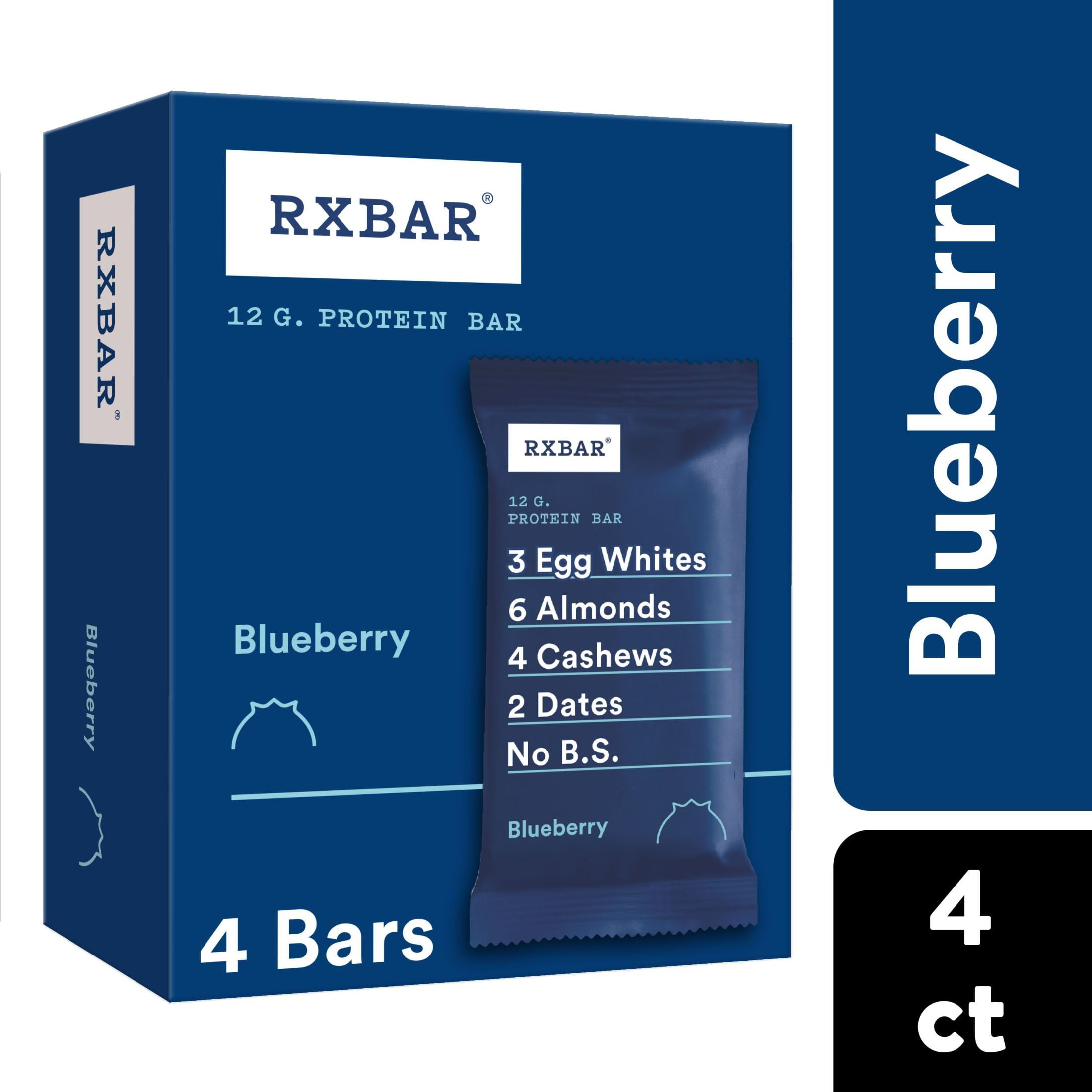 RXBAR Blueberry Chewy Protein Bar, Gluten Free, 7.32 oz, 4 Count
