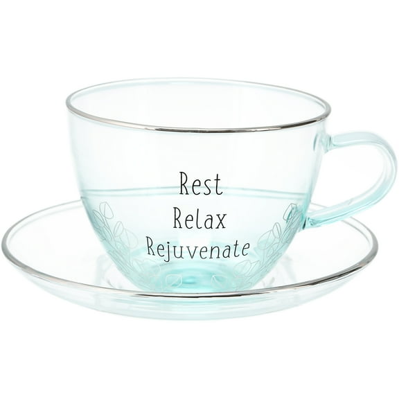 Relax - 7 oz Glass Teacup and Saucer