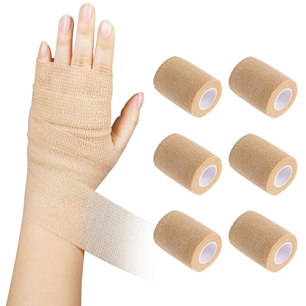 6Packs 3inch x 5 Yards Cohesive Bandage Wrap, Self Adhesive Non Woven