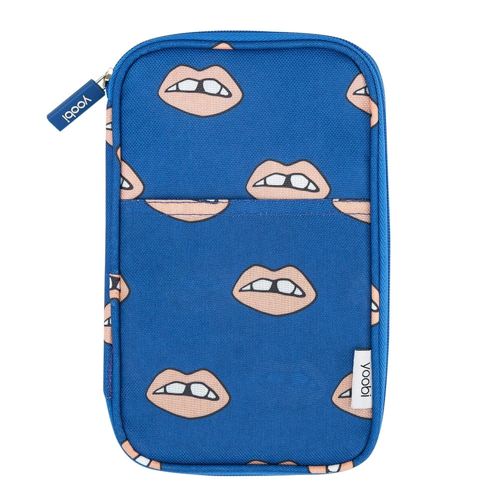 Yoobi Pencil Case, Navy + Peach Lips