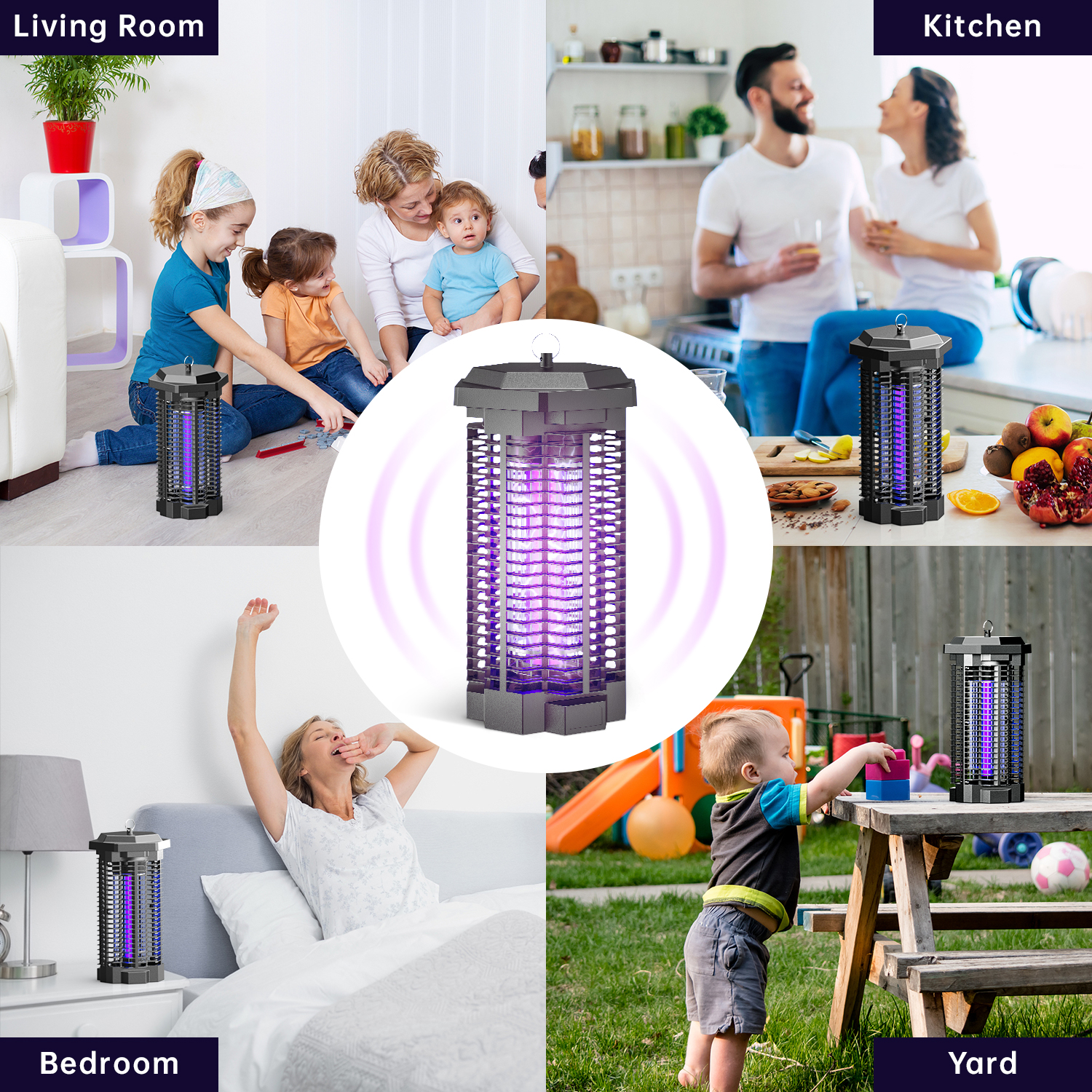 KLOUDIC Bug Zapper 4000 Volt Waterproof Electric Mosquito Killer Trap mosquito repellent outdoor for Home Backyard Patio Garden, Black