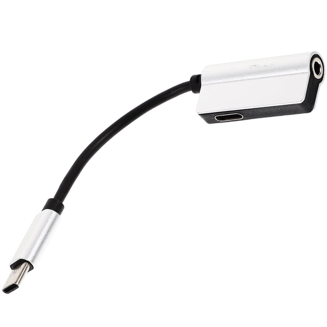 Durable Type C to 3.5mm Earphone Adapter for Phone with HighSpeed Charging and Stable Audio Transmission, Silver, Mini Size