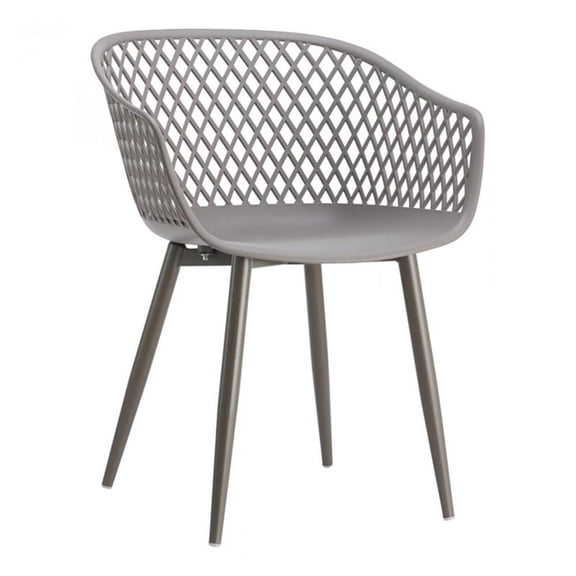 Pemberly Row Contemporary Plastic Outdoor Chairs in Grey (Set of 2)
