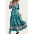 thumbnail image 4 of PRETTYGARDEN Women's Casual Summer Boho Floral Print Dress V Neck Short Sleeve High Waist Long Maxi Beach Dresses, 4 of 6