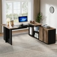 thumbnail image 4 of Tribesigns 74.8" Executive Desk, Large L Shaped Computer Desk Office Desk with Cabinet, White and Wood, 4 of 10