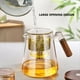 thumbnail image 5 of Tetera de Vidrio con Separador de Agua y de Madera, Tetera Mágica, Tetera de Vidrio con Colador, Juego de Té de 800 Ml., 5 of 10