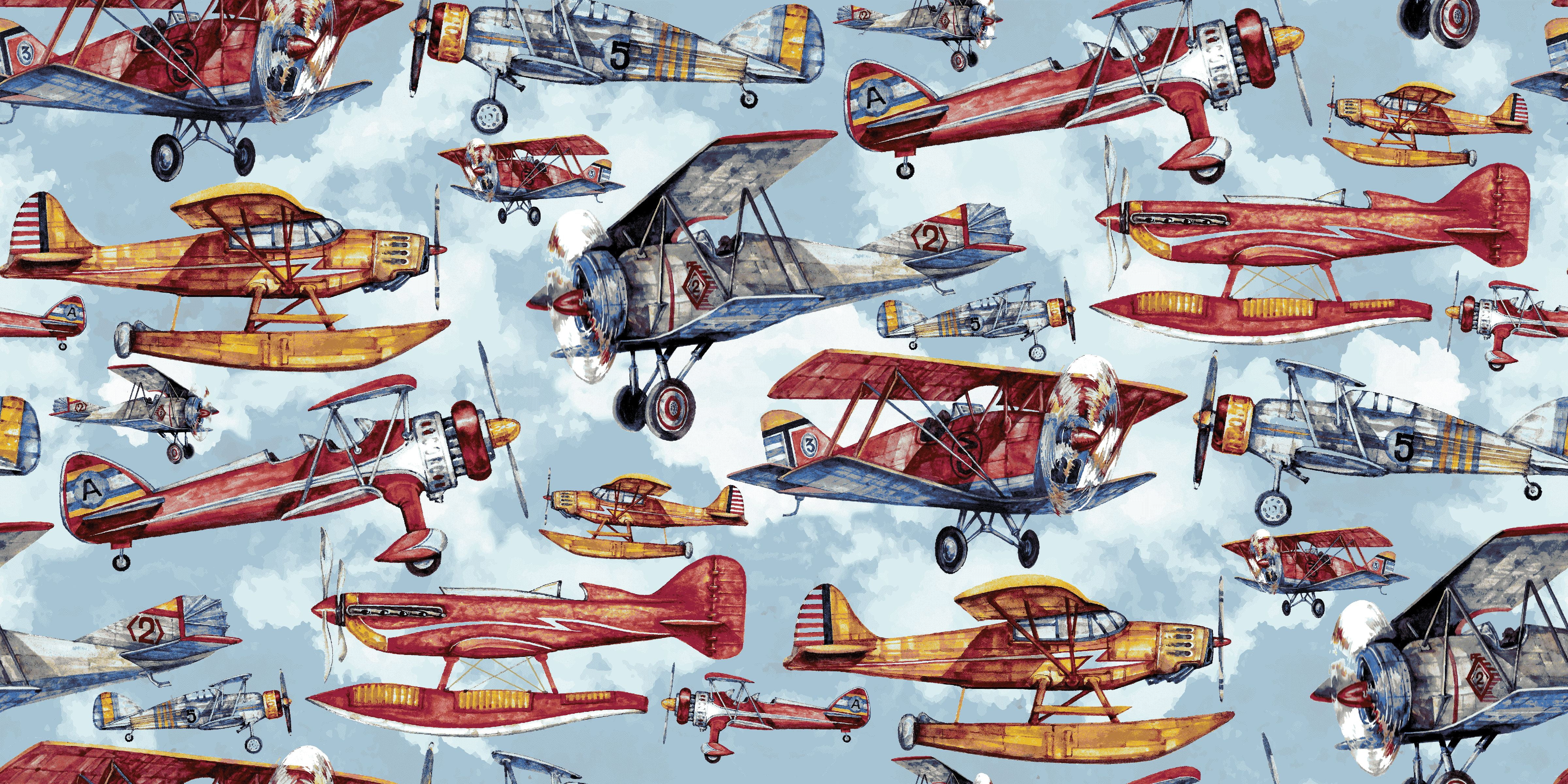 36" x 42" Cotton Prop Planes 1 yard Precut Sewing & Craft Fabric, Blue 1 Piece