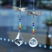 Longwin Crystal Suncatcher Colorful Beads Dragonfly Tracery Rainbow Suncatcher, 2 Pack for Window Hanging, Garden