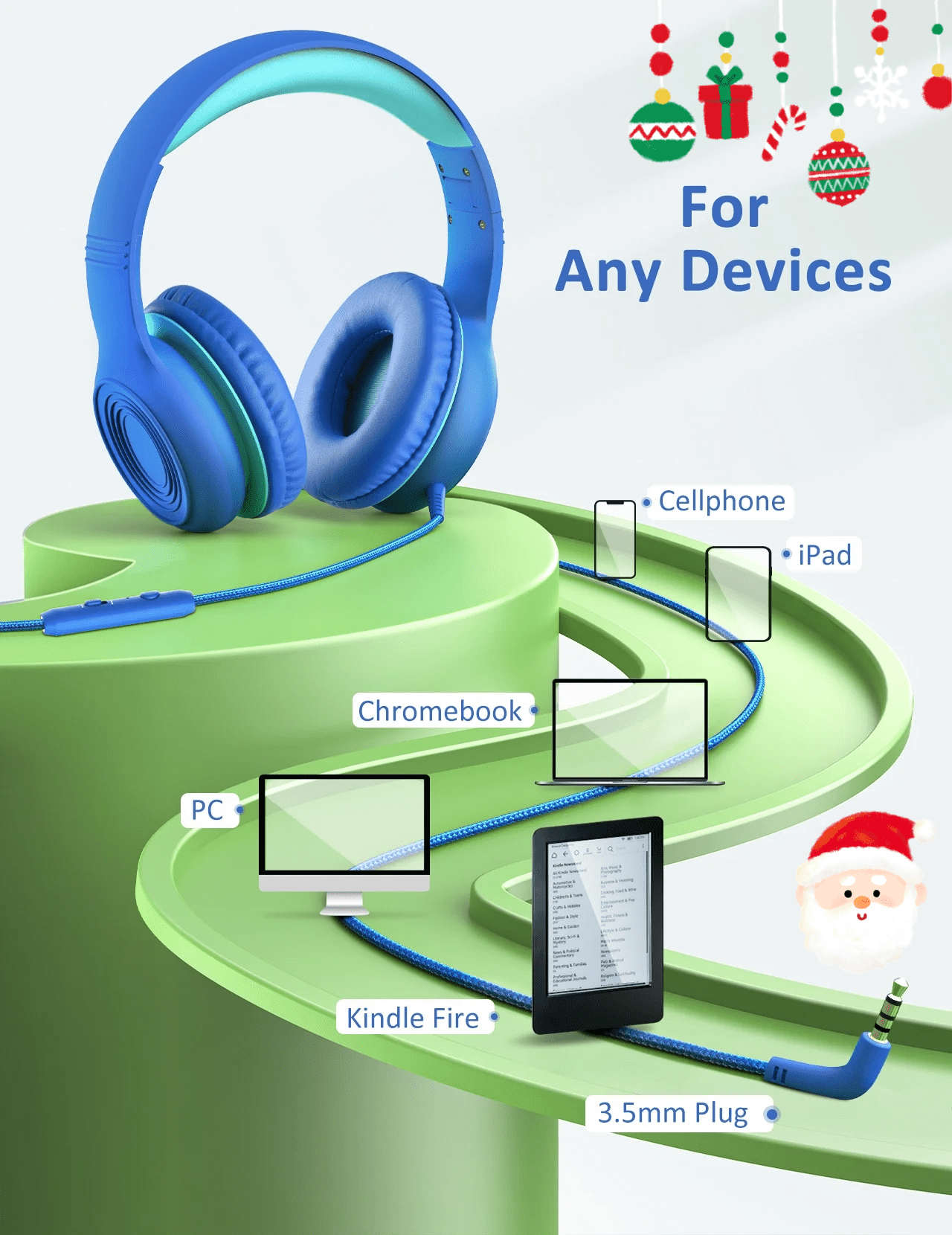 Mpow Kids Over Ear Wired Headphones with Microphone, Foldable 85/94dB Volume Limited Headphones for Girls, Boys, Children, School Tablet Travel, Audio Sharing