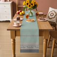 thumbnail image 2 of Turquoise Floral Table Runner 70 Inches, Modern Farmhouse Leaves Gray Striped Bed Runner Dresser Scarves Tabletop for Indoor Outdoor Parties/Ceremony/Banquet, 13" x 70", 2 of 9