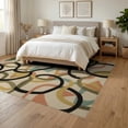 thumbnail image 3 of ODIKA Geometric Knot Motif Angular Mid Century Cream Checkered Abstract for Dining Room, Under Table, Office, Non-Slip Chair-Friendly Floor, 3 of 7