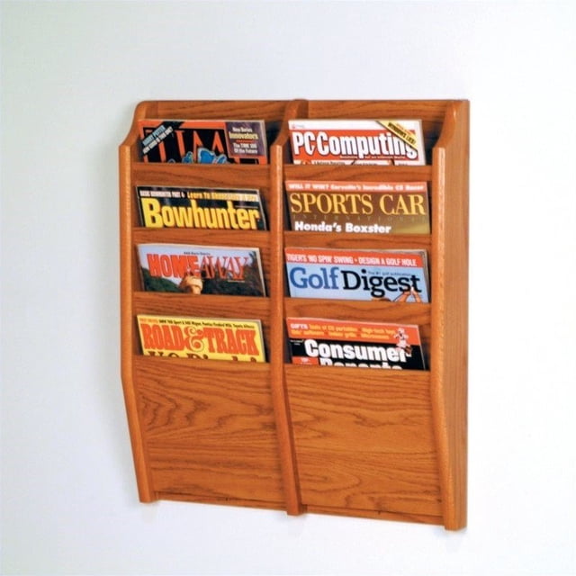 Wooden Mallet 8 Pocket Magazine wall Rack in Medium Oak