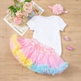thumbnail image 6 of JAJAHO Infant Baby Girl Clothes Easter Toddler Girls 3 Piece Set Letter Embroidery Short Sleeve Bodysuit Tutu Skirts With Headband 0-24 Months Holiday Celebration Trendy Outfit, 6 of 7