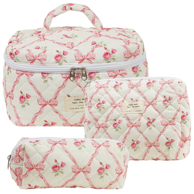 Organizadora Cosméticos Juego 3 Bolsas Maquillaje Estéticas Acolchadas para Viajes Al Aire Libre