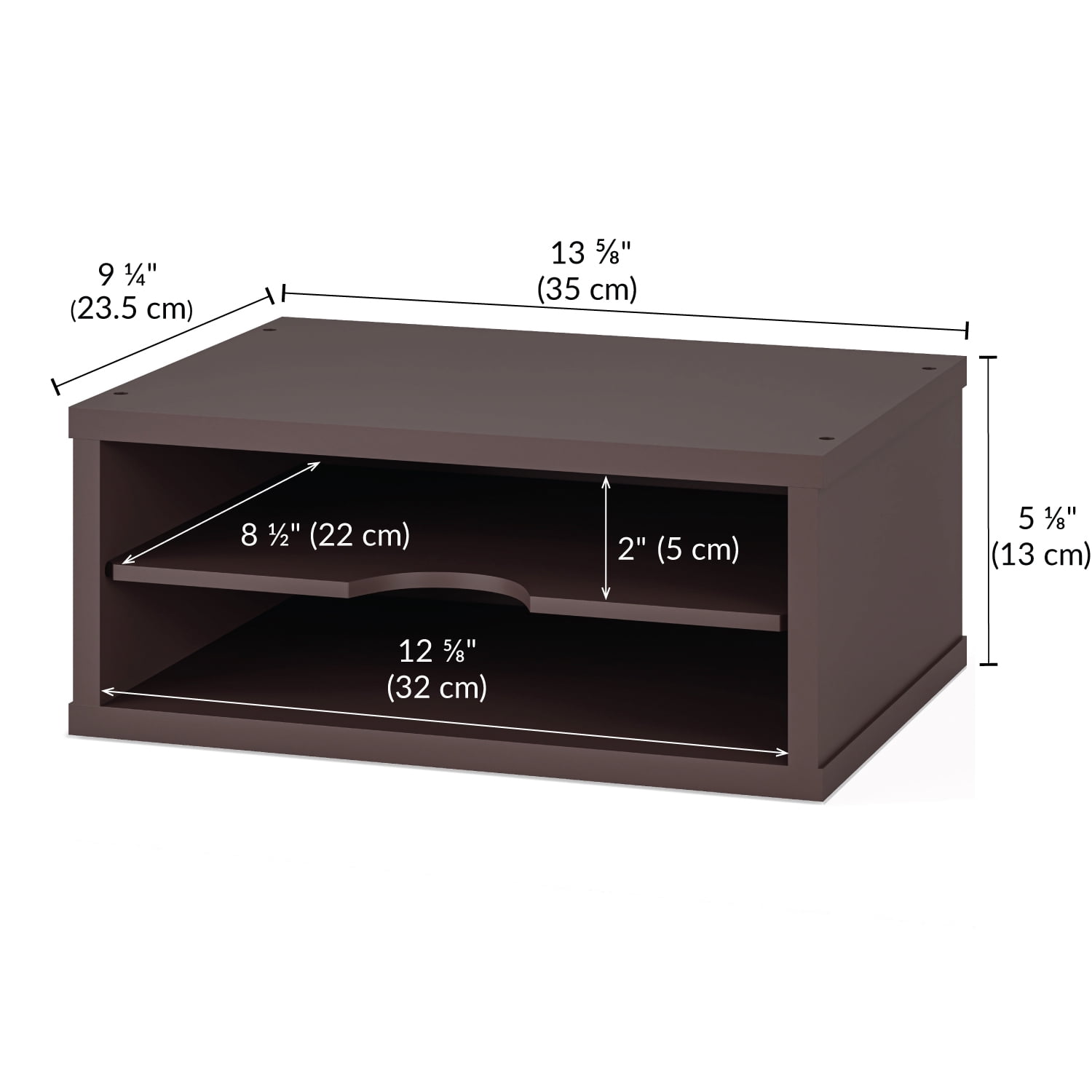 Ballucci File Organizer, 2-Tier Paper Sorter Letter Tray, Office Desk Organizer, Dark Brown