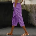 thumbnail image 2 of RongHuan Linen Pants Women Summer Cotton Linen Capri Pants Lightweight Drawstring Pants Breathable Jogger Pants, 2 of 6