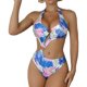 thumbnail image 1 of Traje de baño de una pieza Diseño recortado con cuello halter Traje de baño de una pieza de moda Traje de baño de mujer Azul XXL, 1 of 6