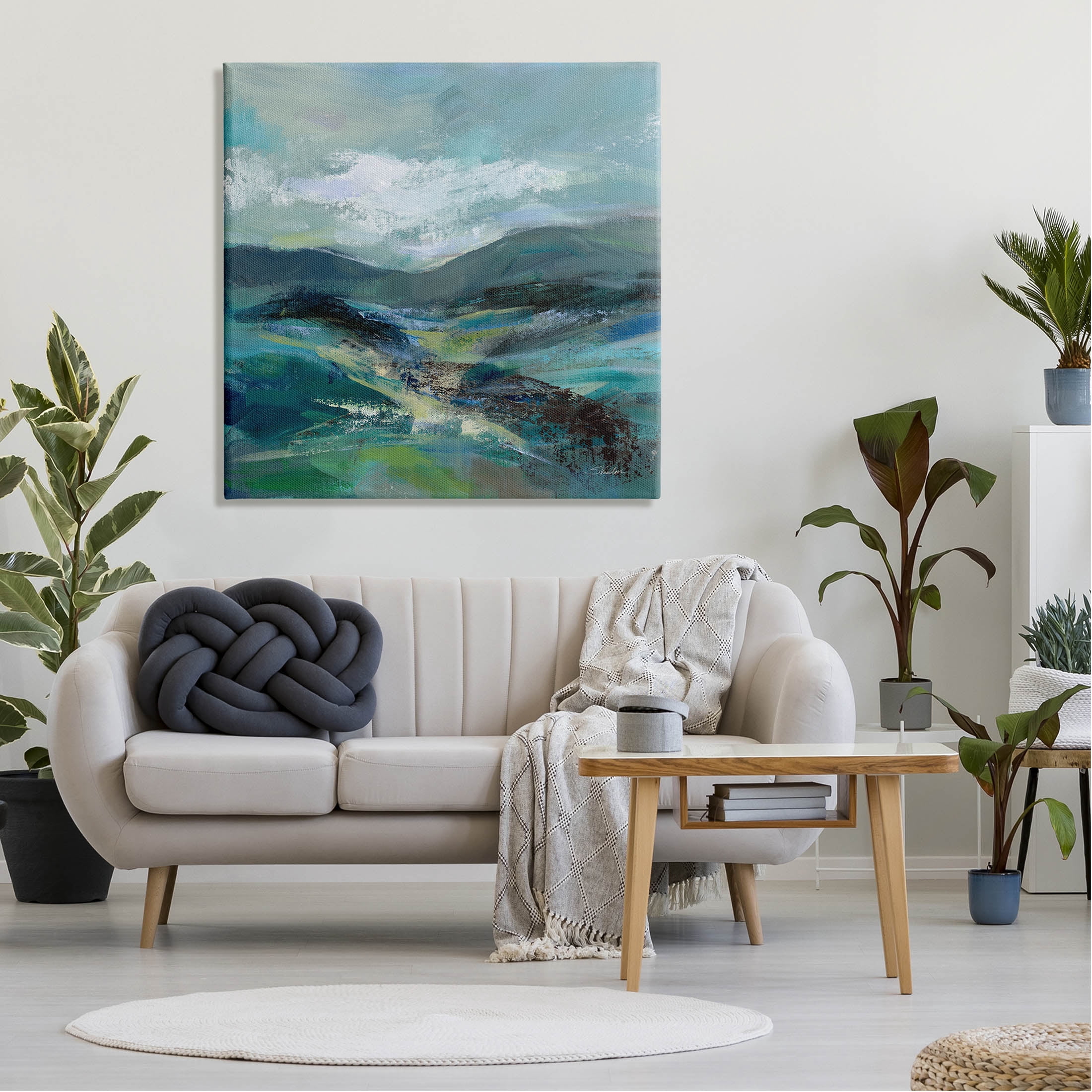 Stupell Industries Modern Green Mountains Landscape Painting Gallery Wrapped Canvas Print Wall Art, Design by Silvia Vassileva