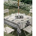 thumbnail image 3 of Square Outdoor Tablecloth with Umbrella Hole Gray Beige Boho Outside Table Cloth Waterproof Patio Table Cover Ethnic Tribe Southwestern Vintage Zipper Tablecloths for Picnic Party Camping 60x60 Inch, 3 of 8