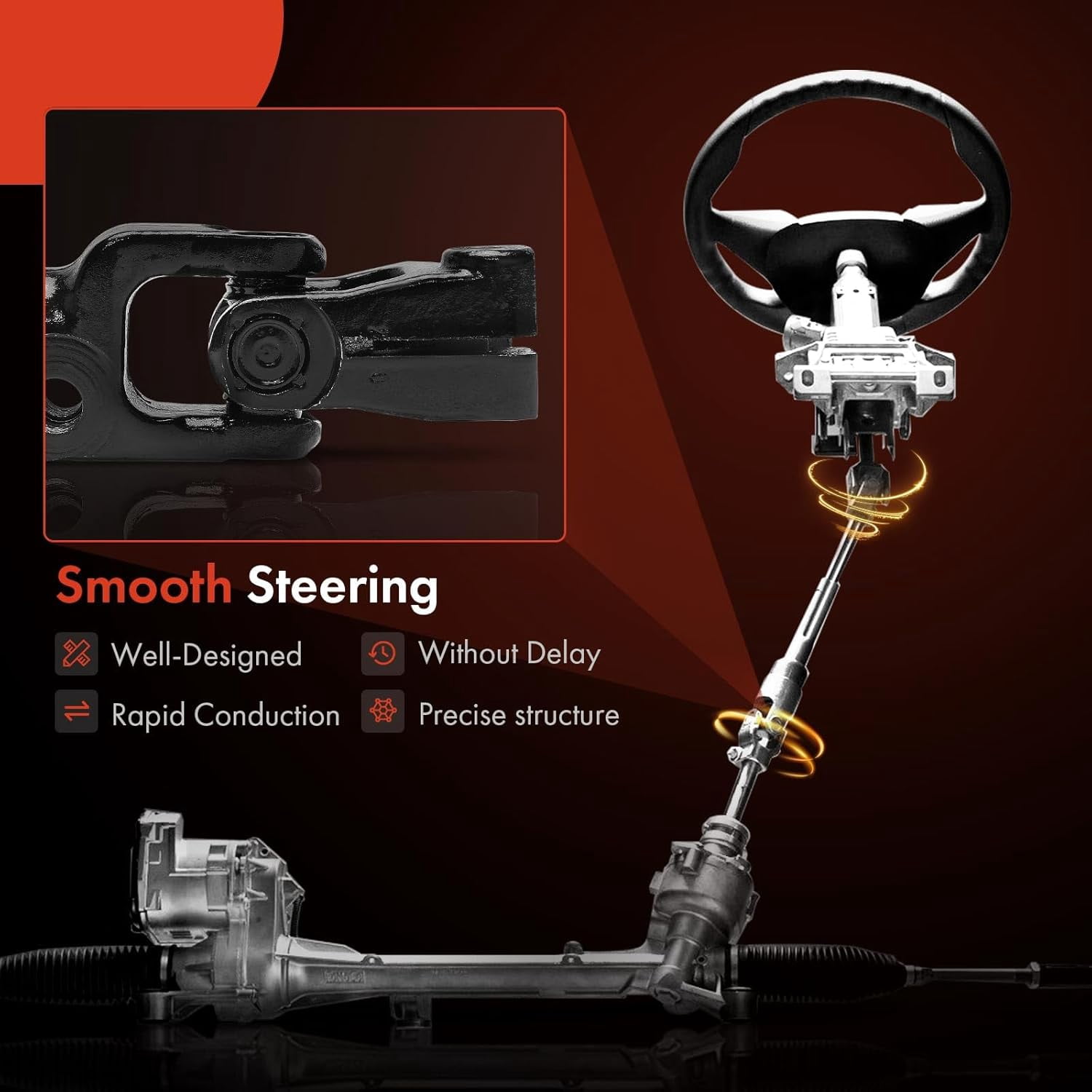 A-Premium Lower Intermediate Steering Shaft U-Joint Compatible with Ford Escape 2008-2012, Mazda Tribute 2008-2011, Mercury Mariner 2008-2011, Replace # 8L8Z3B676B 8L8Z3B676C