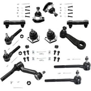 Detroit Axle - 12 Piece Front Suspension Kit - 2 Upper Ball Joints, 2 Lower Ball Joints, Pitman & Idler Arms, All 4 Inner & Outer Tie Rod Ends, 2 Adjustment Sleeves - Fits 4x4 Models Only