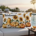 thumbnail image 4 of Orange Pumpkin Fall Outdoor Waterproof Pillow Covers, Thanksgiving Sunflower Autumn Botanical Decorative Rectangle Throw Pillowcase Sofa Cushion Sham for Patio/Couch/Chair, 20"x12" 2 Pack, 4 of 8