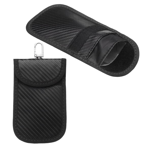 Uxcell 2 Pack Faraday Pouch for Car Keys, RFID Fob Key Protector Signal Blocking Case Small Size, Black