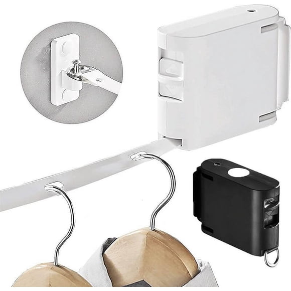 Xihbxyly Tendedero Retráctil, Diseño Portátil y Resistente, Longitud de 4,2 M, Orificios para Colgar Resistentes Al Viento, Ahorra Espacio, Uso En Interiores y Exteriores, Material Abs/Tpu, 34 Orific