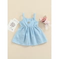 thumbnail image 5 of Baby Girls Sleeveless Dress Front Bowknot Stripe Sling Summer Romper Princess Casual Jumpsuit, 5 of 10