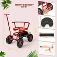 thumbnail image 5 of Topcobe Rolling Garden Cart with Height Adjustable Swivel Seat and Storage Basket, Garden Cart for Backyard-Red, 5 of 11