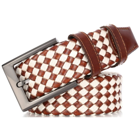 Mio Marino Men’s Leather Entwine Elastic Web Belt