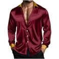 thumbnail image 5 of Mens Stretch Dress Shirts Long Sleeve Button Down Lapel Collar Satin Shirt for Formal Casual Business Party Wedding, 5 of 8