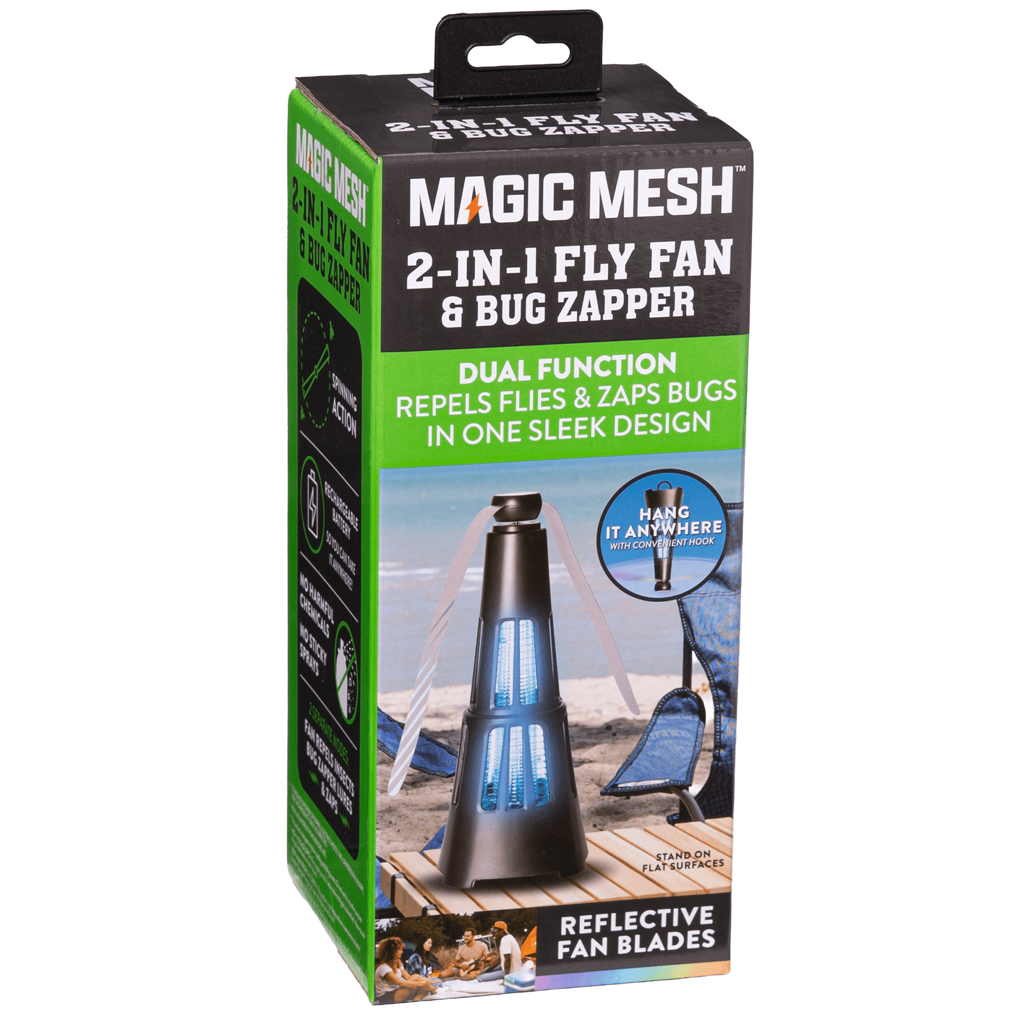 Magic Mesh 2 in 1 Fly Fan & Bug Zapper Chemical-Free Pest Control